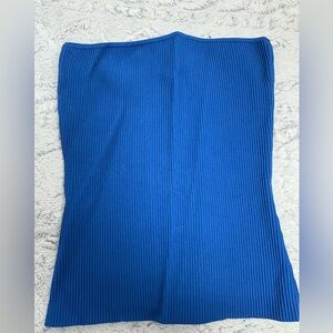 Babaton Artizia Blue Strapless Ribbed Stretch Tube Top M